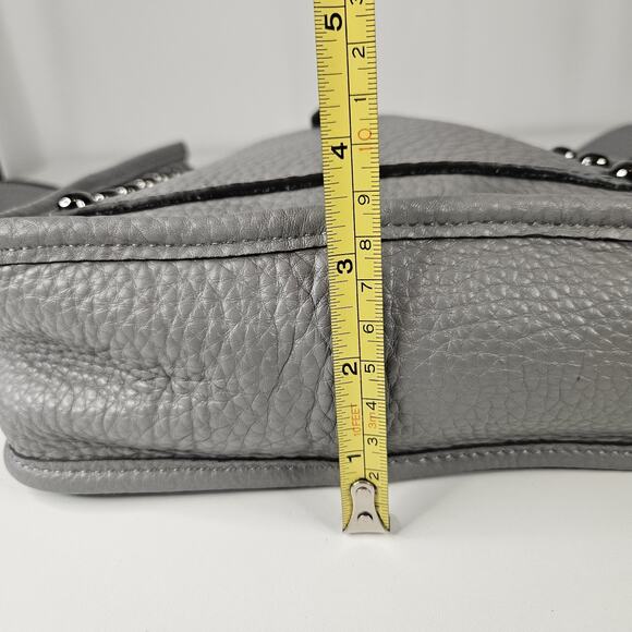 Rebecca Minkoff Unlined Feed Leather Crossbody Bag Gray Studded - Picture 12 of 13